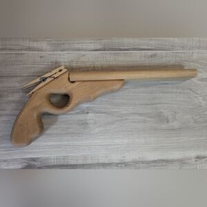 Vtg Handmade Wooden Rubber-Band Gun Primitive Folk Art Cowboy Play Kid